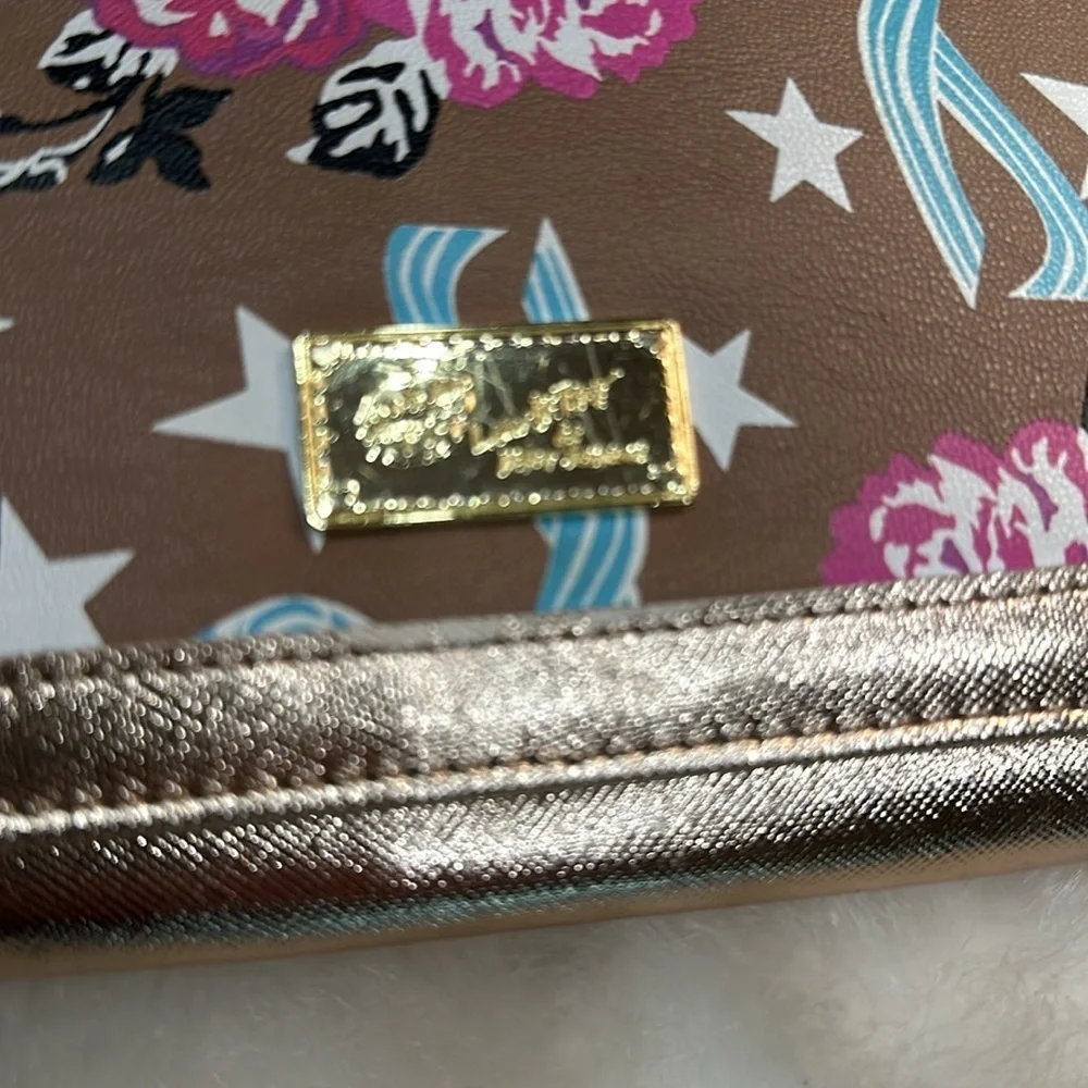 Luv Betsey crossbody wallet purse rose gold w/ gold accents and star purse charm